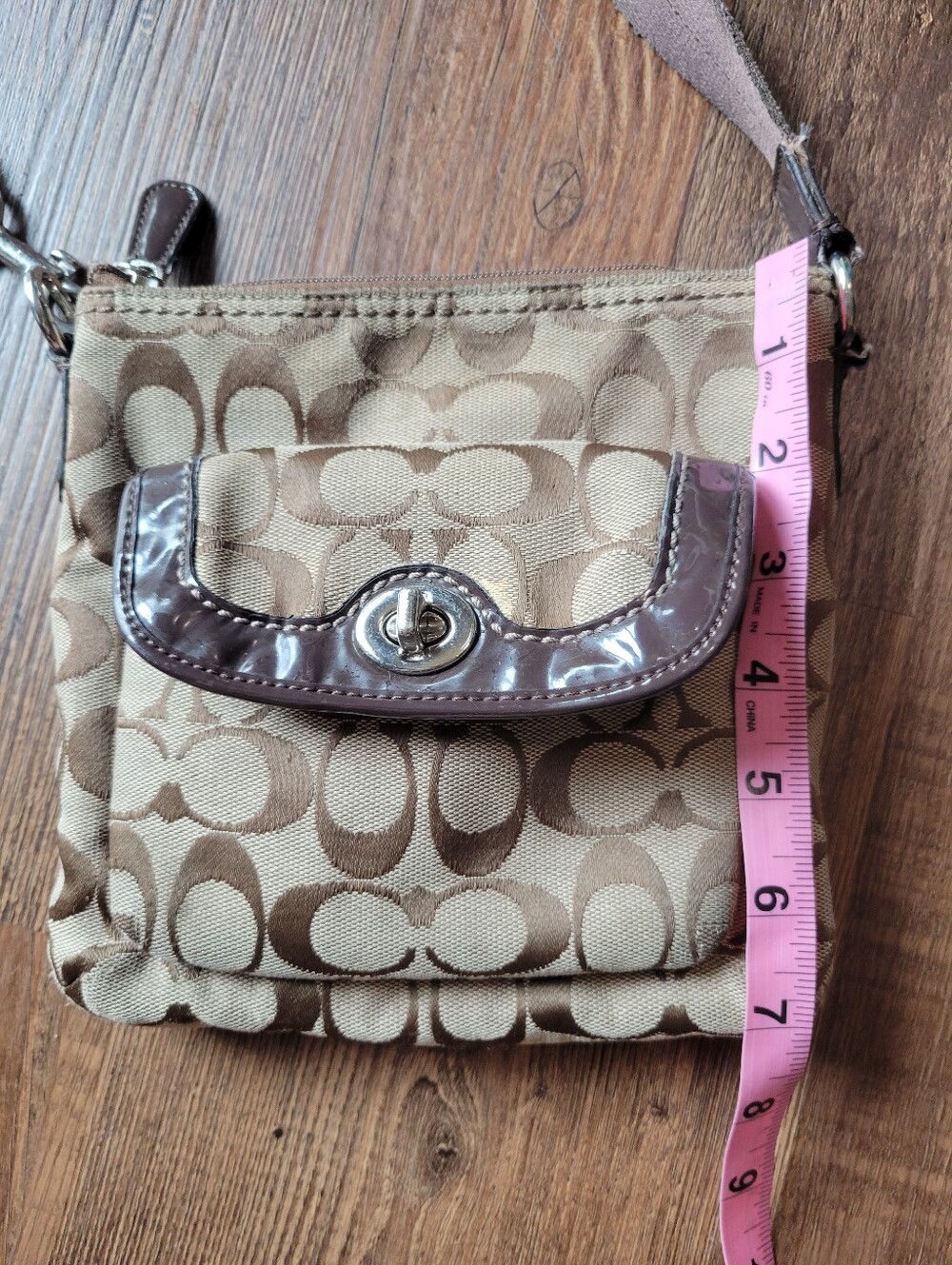 Y2K Coach Signature Jacquard Swingpack Crossbody Purse In Brown Tan - Picture 10 of 10